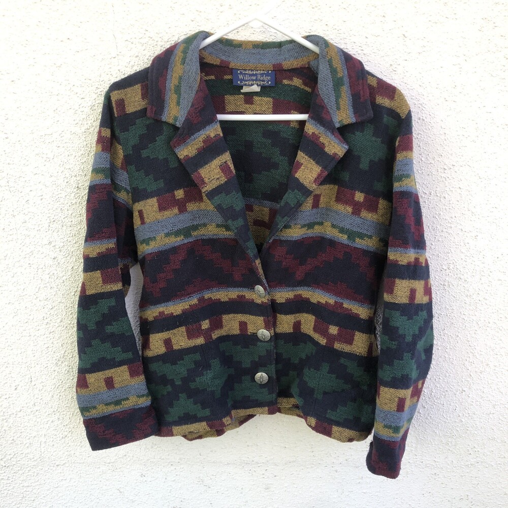 Vintage Southwestern Tapestry Jacket Blazer Aztec Womens 6 Western Wool 80s